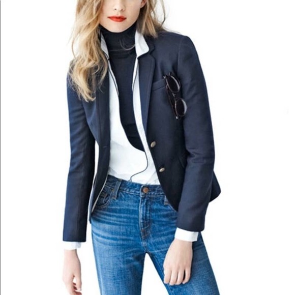 J CREW Schoolboy Two Button Blazer Navy Size 8T Tall